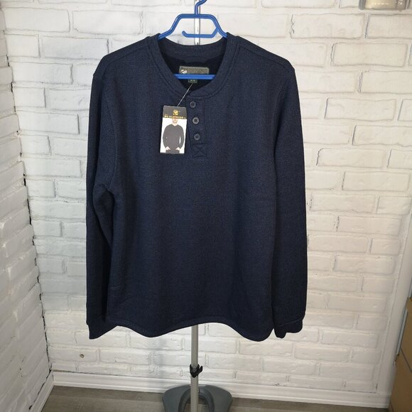 NWT BC Clothing Co. Men's Size Medium Navy Faux Sherpa Lined Sweat Shirt - Picture 1 of 10